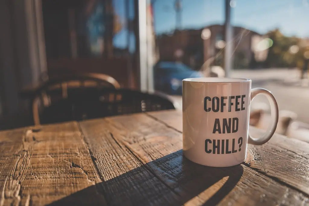 Coffee and Chill coffee mug on table