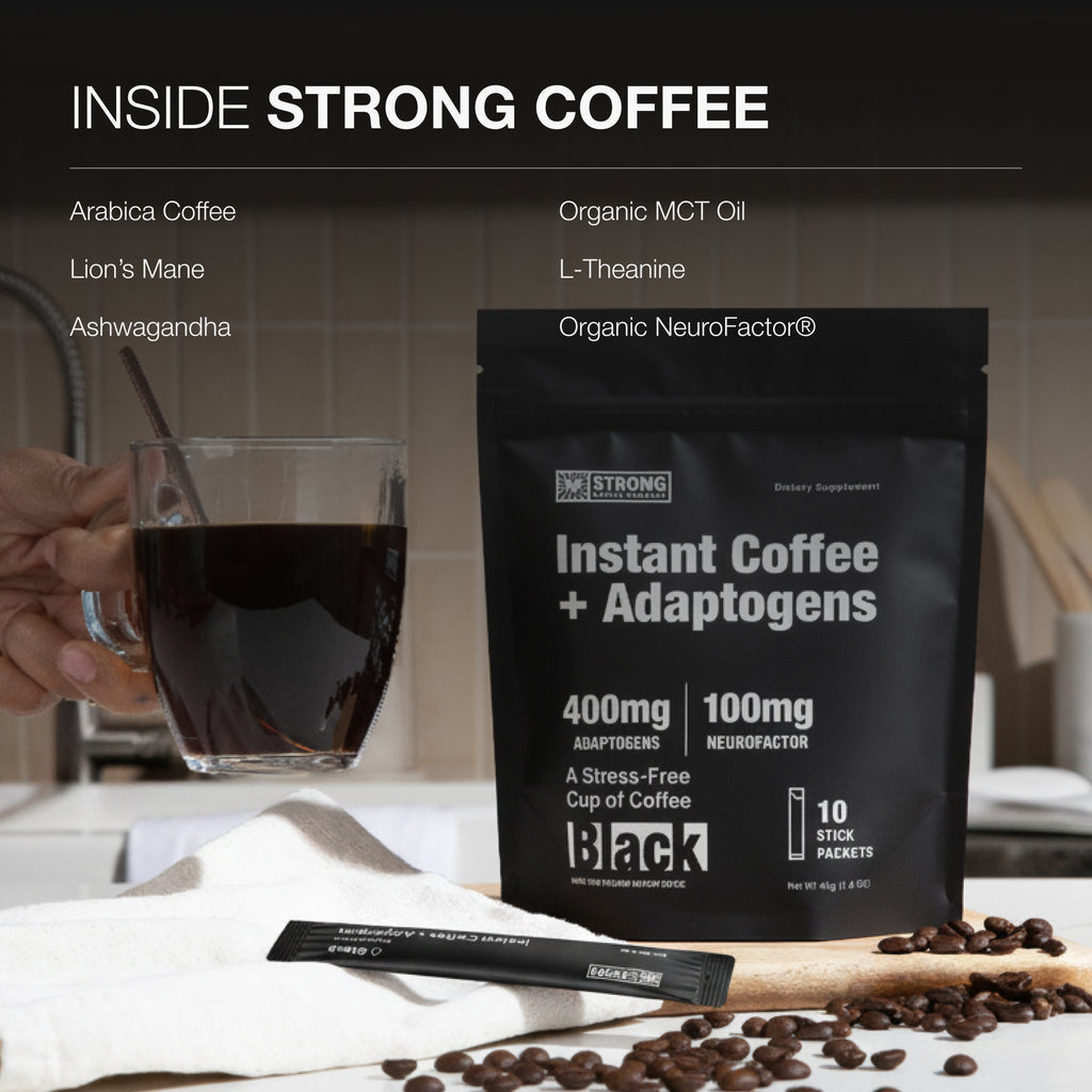 BLACK Fair-Trade Instant Coffee + Adaptogens | 10 SINGLE SERVINGS PER PACK