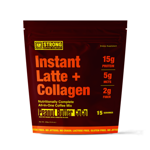 STRONG Instant Latte + Collagen, PB Coco, 15 servings bag