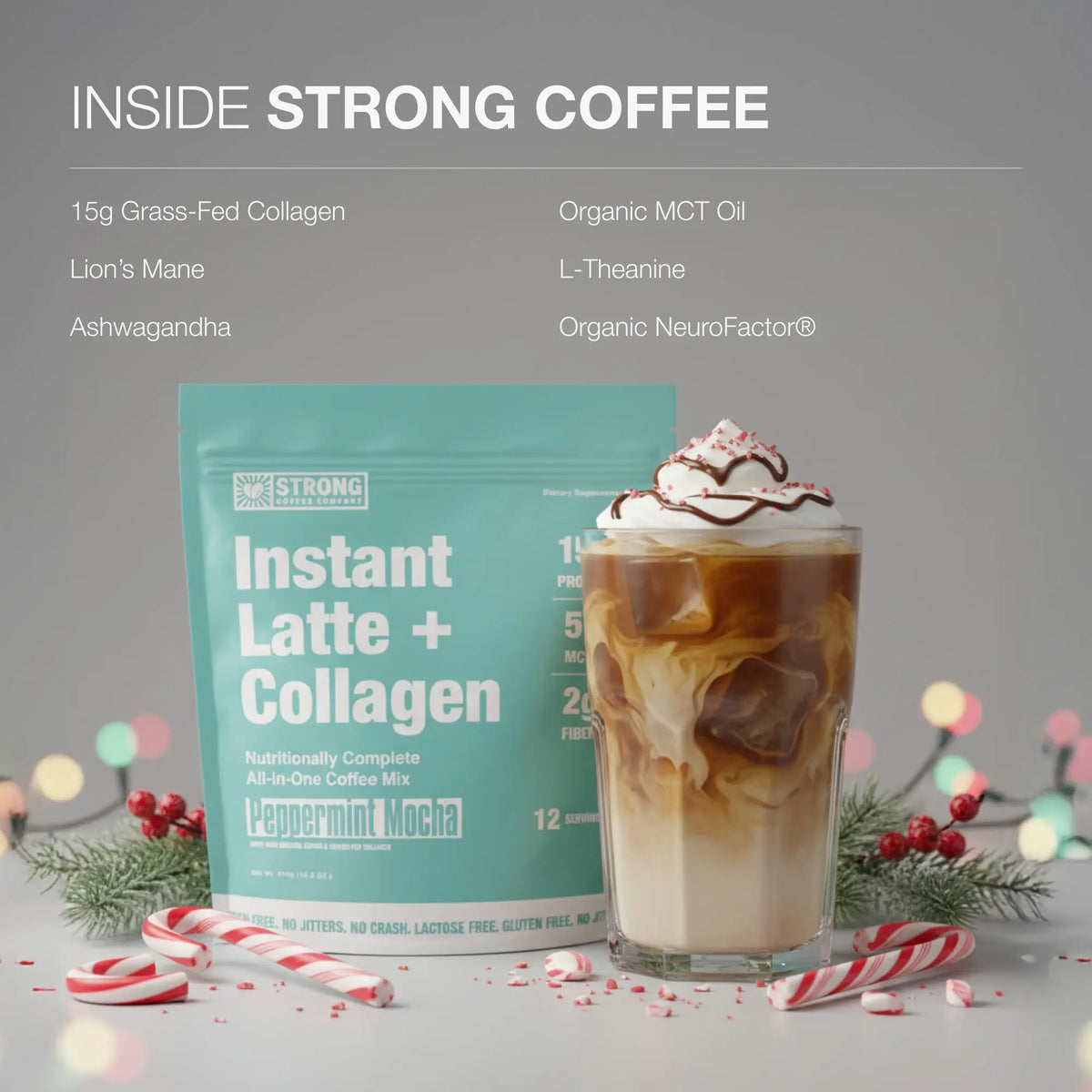 Collagen Latte Peppermint Mocha Flavor | STRONG Coffee Company Strong Coffee Company